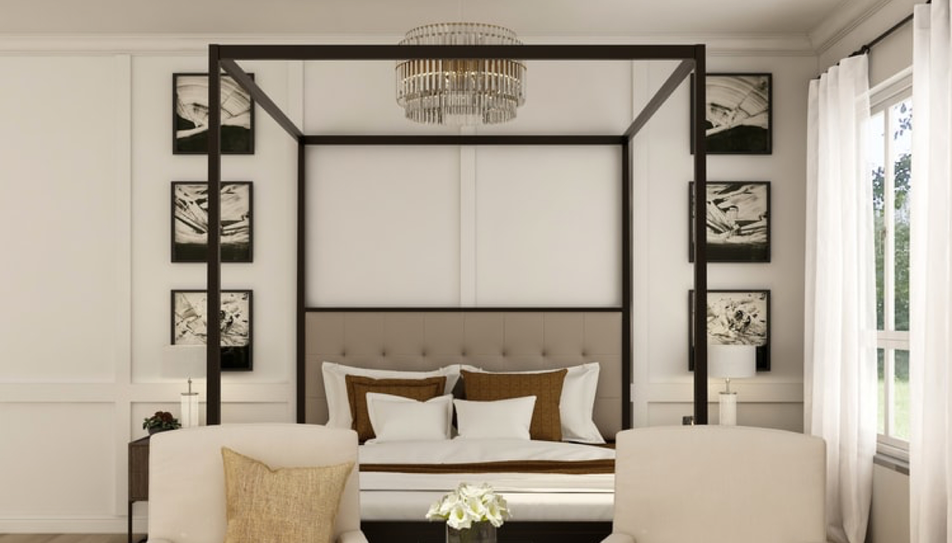 Elegant interior bedroom design